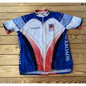 Voler Full Zip Cycling Jersey Size XL Men’s White Red Blue